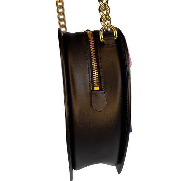 Moschino Heart Bag Leather Black Multicolored Crossbody Alphabet 90's Barbie - Picture 6 of 16